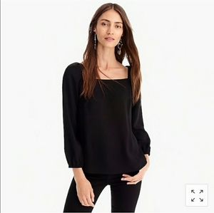 Jcrew square-neck long-sleeve top in 365 crepe